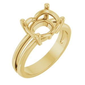 14K Yellow Gold 10x8 mm Elongated Cushion Ring Mounting – image 2