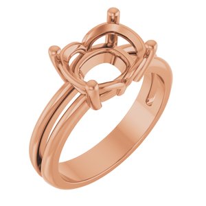 10K Rose Gold 10x8 mm Elongated Cushion Ring Mounting – image 2
