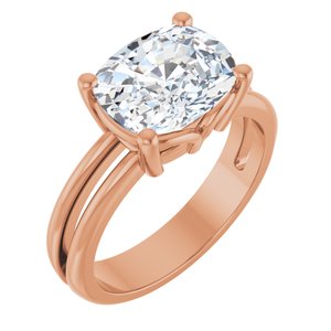 14K Rose Gold 10x8 mm Elongated Cushion Ring Mounting