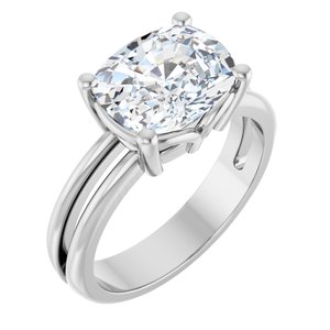 10K White Gold 10x8 mm Elongated Cushion Ring Mounting