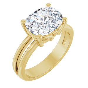 10K Yellow Gold 10x8 mm Elongated Cushion Ring Mounting