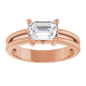 18K Rose Gold 7x5 mm Emerald Ring Mounting – image 5