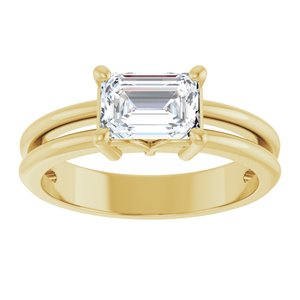 14K Yellow Gold 7x5 mm Emerald Ring Mounting – image 5