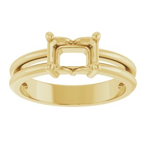 18K Yellow Gold 7x5 mm Emerald Ring Mounting – image 6