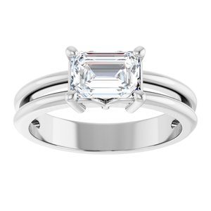 18K White Gold 7x5 mm Emerald Ring Mounting – image 5