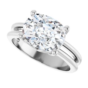 10K White Gold 10x8 mm Elongated Cushion Ring Mounting – image 8