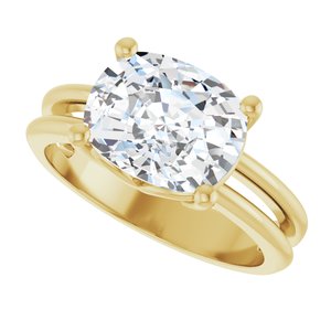 14K Yellow Gold 10x8 mm Elongated Cushion Ring Mounting – image 8