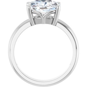 10K White Gold 10x8 mm Elongated Cushion Ring Mounting – image 3