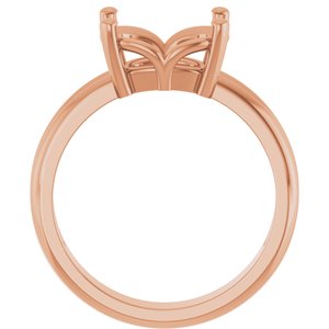 18K Rose Gold 10x8 mm Elongated Cushion Ring Mounting – image 4