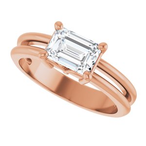 10K Rose Gold 7x5 mm Emerald Ring Mounting – image 8