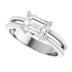 14K X1 White Gold 7x5 mm Emerald Ring Mounting – image 8