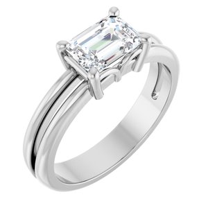 18K White Gold 7x5 mm Emerald Ring Mounting