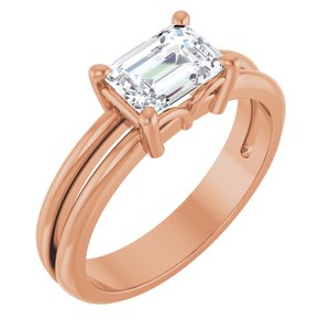 18K Rose Gold 7x5 mm Emerald Ring Mounting