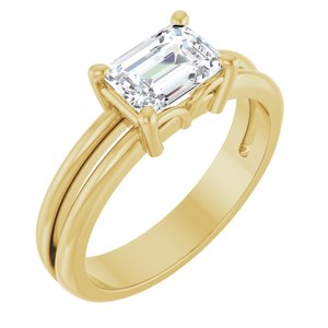10K Yellow Gold 7x5 mm Emerald Ring Mounting