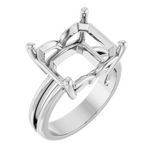10K White Gold 13x11 mm Emerald Ring Mounting – image 2