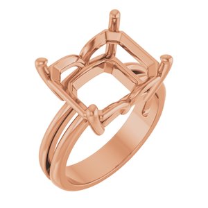 10K Rose Gold 13x11 mm Emerald Ring Mounting – image 2