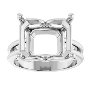 18K White Gold 13x11 mm Emerald Ring Mounting – image 6