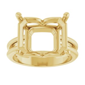 18K Yellow Gold 13x11 mm Emerald Ring Mounting – image 6