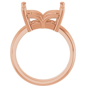 10K Rose Gold 13x11 mm Emerald Ring Mounting – image 4