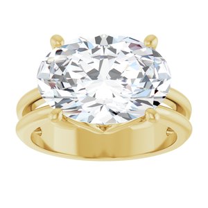 14K Yellow Gold 14x10 mm Oval Ring Mounting – image 5