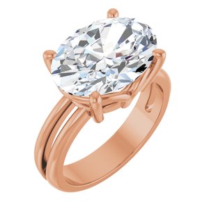 18K Rose Gold 14x10 mm Oval Ring Mounting
