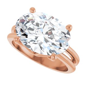 10K Rose Gold 14x10 mm Oval Ring Mounting – image 8