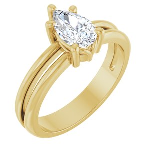 18K Yellow Gold 8x5 mm Pear Ring Mounting