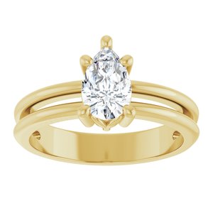 18K Yellow Gold 8x5 mm Pear Ring Mounting – image 5