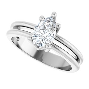 18K White Gold 8x5 mm Pear Ring Mounting – image 8