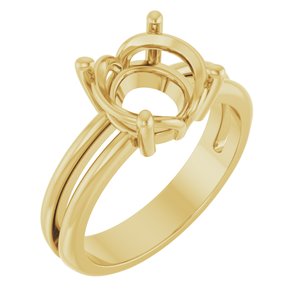 18K Yellow Gold 9 mm Round Ring Mounting – image 2
