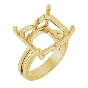 18K Yellow Gold 15x13 mm Emerald Ring Mounting – image 2