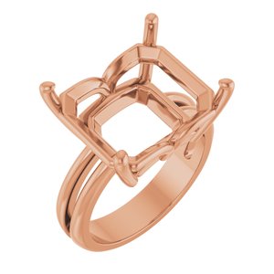 10K Rose Gold 15x13 mm Emerald Ring Mounting – image 2