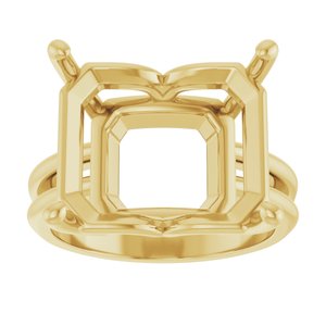10K Yellow Gold 15x13 mm Emerald Ring Mounting – image 6