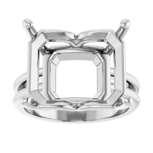 14K X1 White Gold 15x13 mm Emerald Ring Mounting – image 6