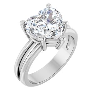 18K White Gold 10x10 mm Heart Ring Mounting