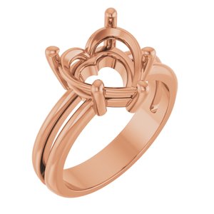 10K Rose Gold 10x10 mm Heart Ring Mounting – image 2