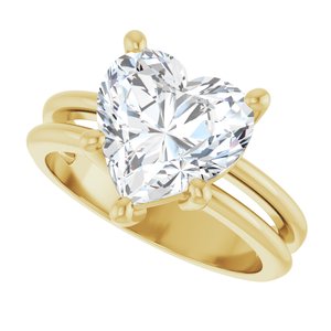 10K Yellow Gold 10x10 mm Heart Ring Mounting – image 8