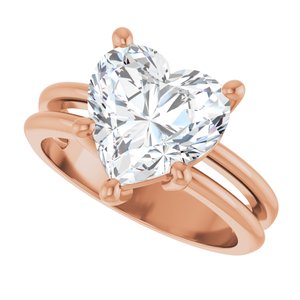 10K Rose Gold 10x10 mm Heart Ring Mounting – image 8