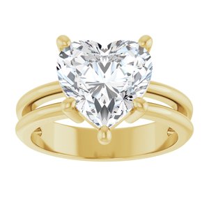 10K Yellow Gold 10x10 mm Heart Ring Mounting – image 5