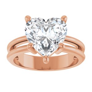 18K Rose Gold 10x10 mm Heart Ring Mounting – image 5