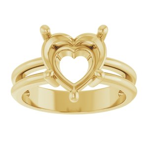 18K Yellow Gold 10x10 mm Heart Ring Mounting – image 6