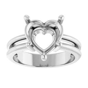 Continuum Sterling Silver 10x10 mm Heart Ring Mounting – image 6