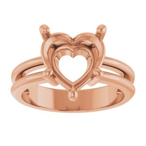 14K Rose Gold 10x10 mm Heart Ring Mounting – image 6