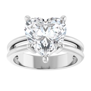 18K White Gold 10x10 mm Heart Ring Mounting – image 5