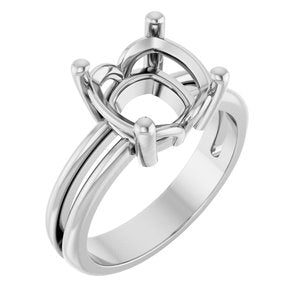 10K White Gold 9x9 mm Cushion Ring Mounting – image 2