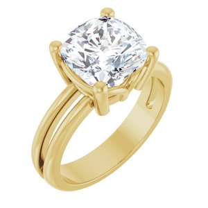 10K Yellow Gold 9x9 mm Cushion Ring Mounting