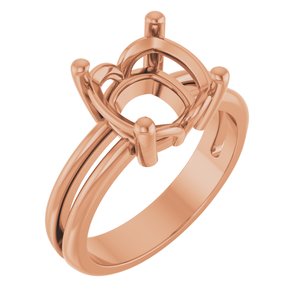 10K Rose Gold 9x9 mm Cushion Ring Mounting – image 2