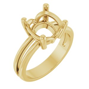 10K Yellow Gold 9x9 mm Cushion Ring Mounting – image 2