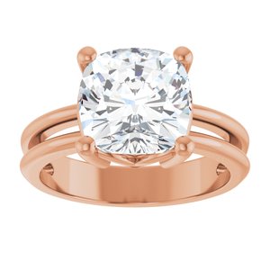 10K Rose Gold 9x9 mm Cushion Ring Mounting – image 5
