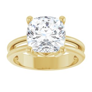 18K Yellow Gold 9x9 mm Cushion Ring Mounting – image 5